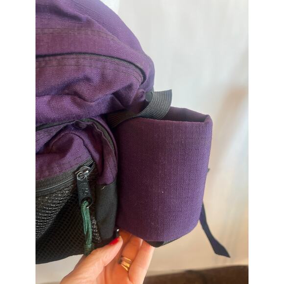 Vintage 90s Jansport Fanny Pack Made in USA Hip Waist Bag 1990's Black & Purple - Picture 2 of 13